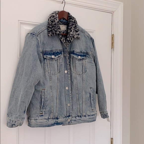 Free People Wild Ones Faux Shearling Denim Jacket - Picture 3 of 7